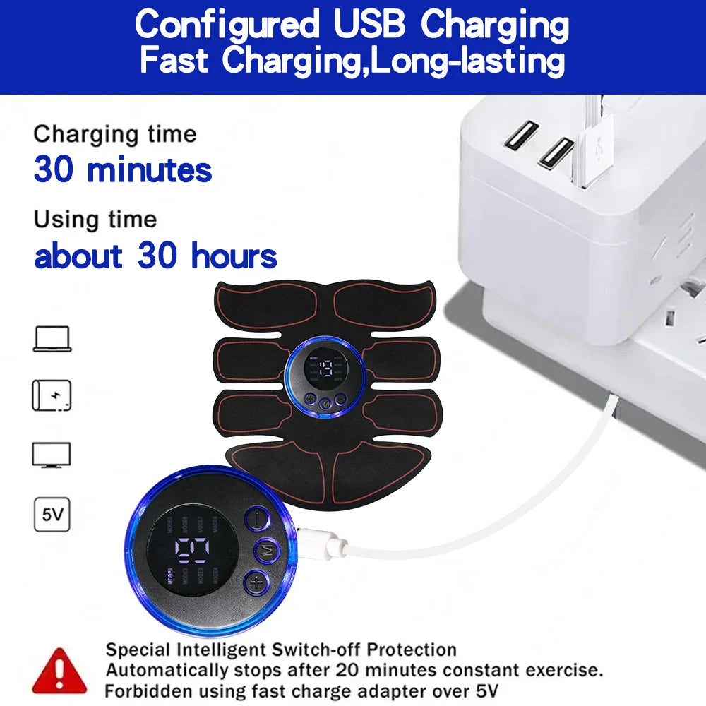 EMS Abdominal Muscle Stimulator USB Rechargeable Toning Trainer