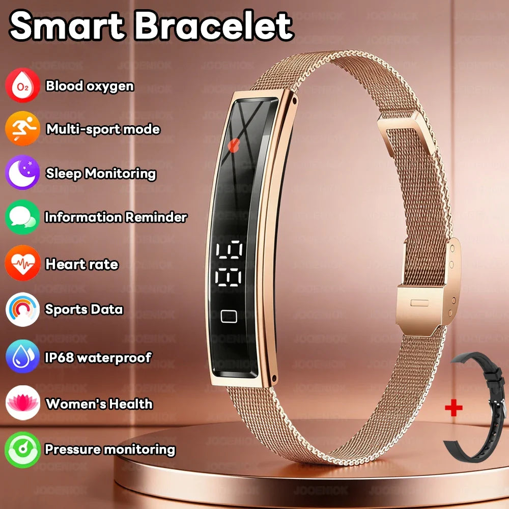 Women Smart Bracelet Fitness Tracker - Fine Steel Band