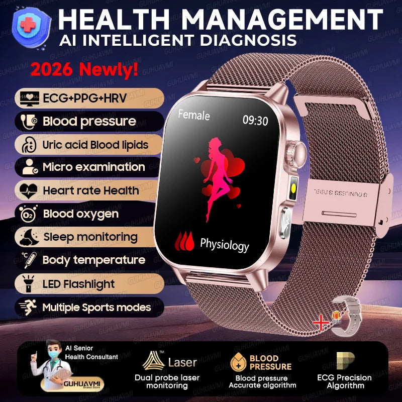 ECG+PPG Smart Watch with AMOLED Display and Health Tracking