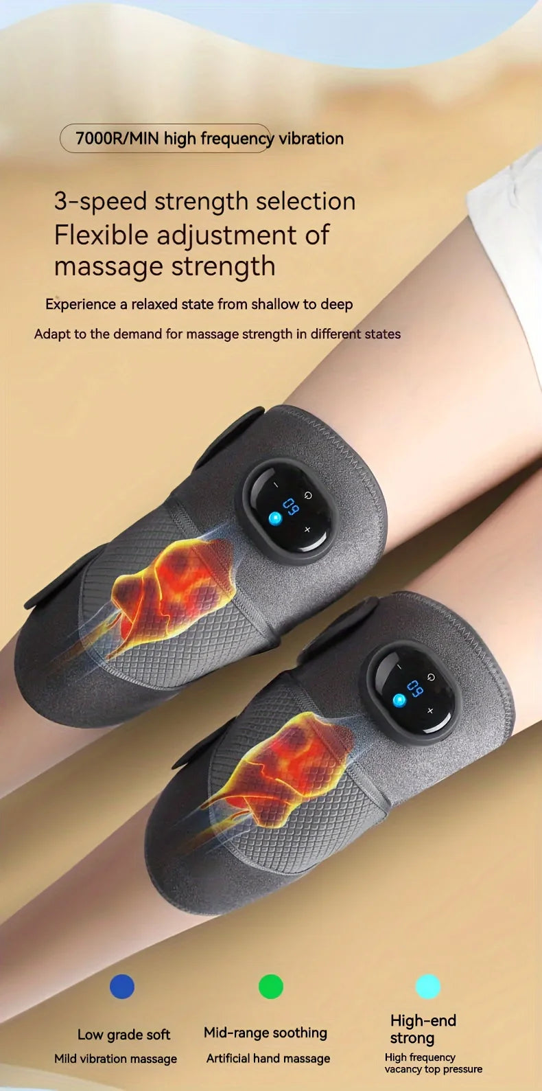 Heated Knee Massager with Adjustable Vibration and Heat