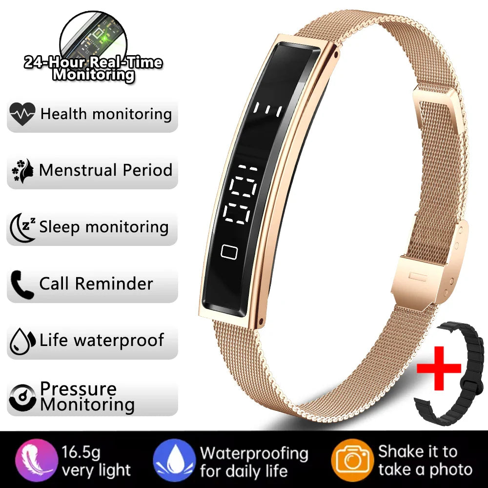 Smart Fitness Sports Band with Steel Strap and Heart Rate Monitor