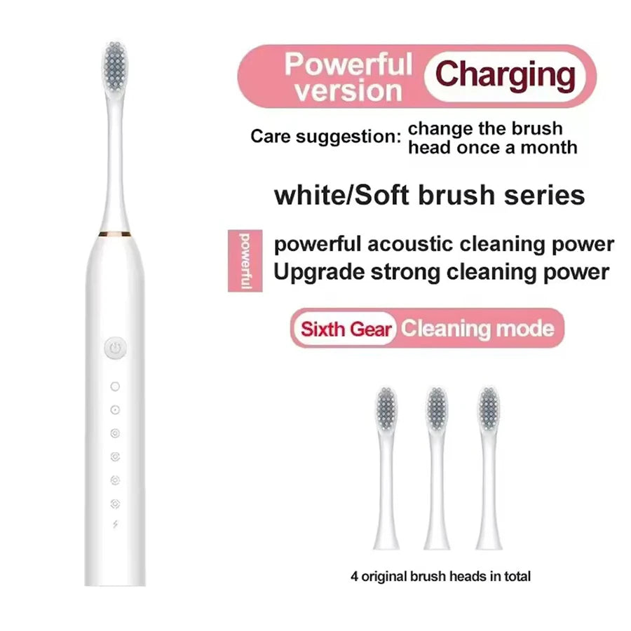 Electric Ultrasonic Toothbrush USB Charging Waterproof Adult