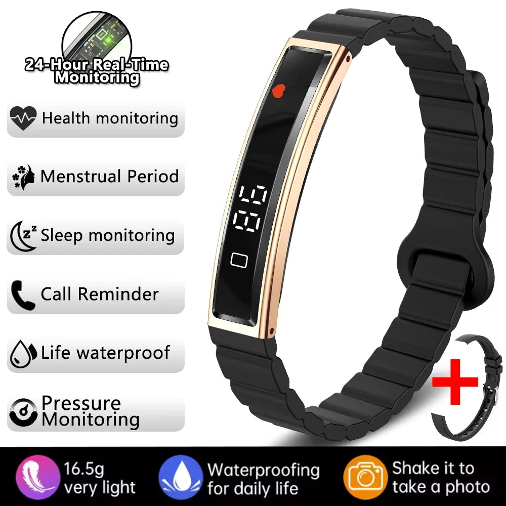 Women Smart Bracelet Fitness Tracker - Fine Steel Band
