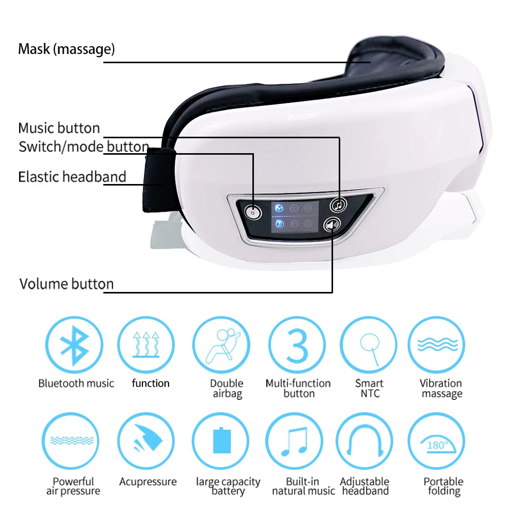 Smart Eye Massager with Bluetooth Music and Air Compression