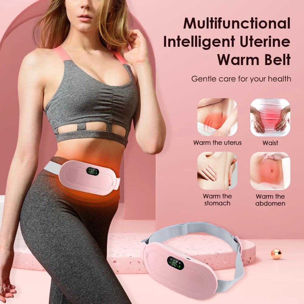 Pink Electric Waist Massage Heating Belt for Abdominal Relief