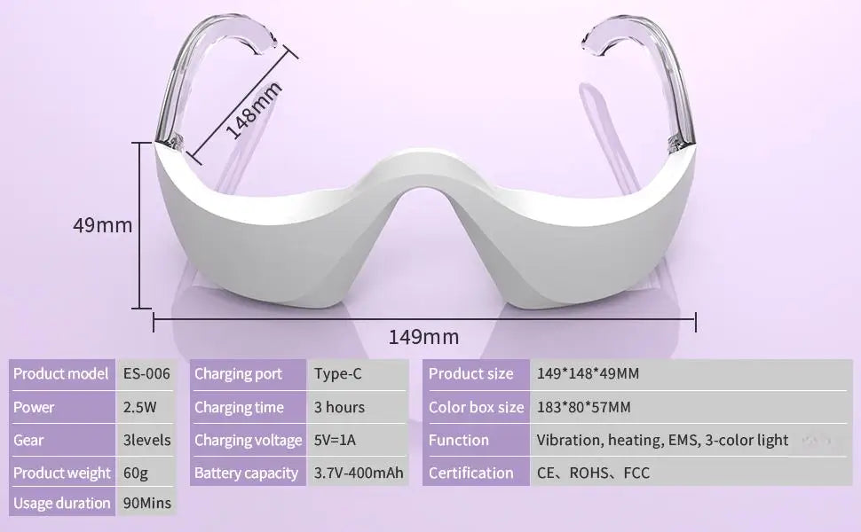 LED Eye Massager Glasses for Puffiness & Fine Lines