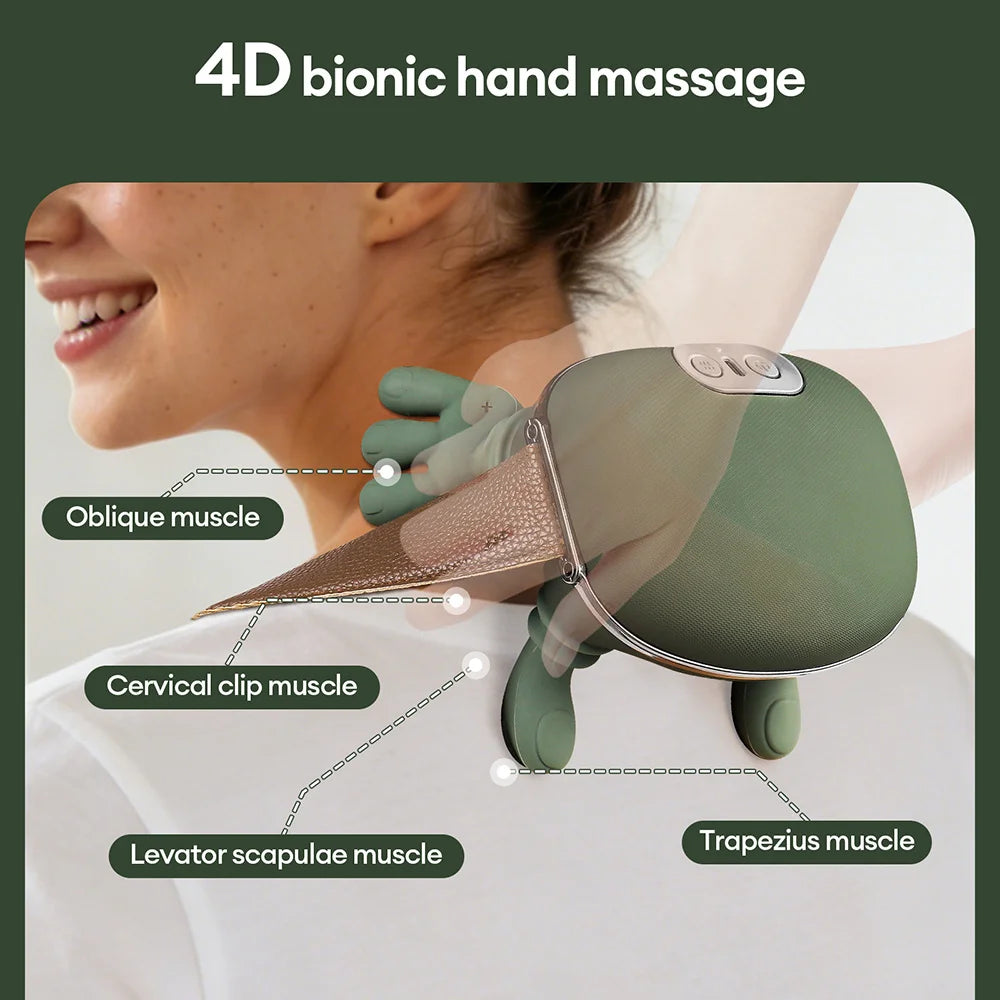 4D Neck and Shoulder Massager with PU Leather