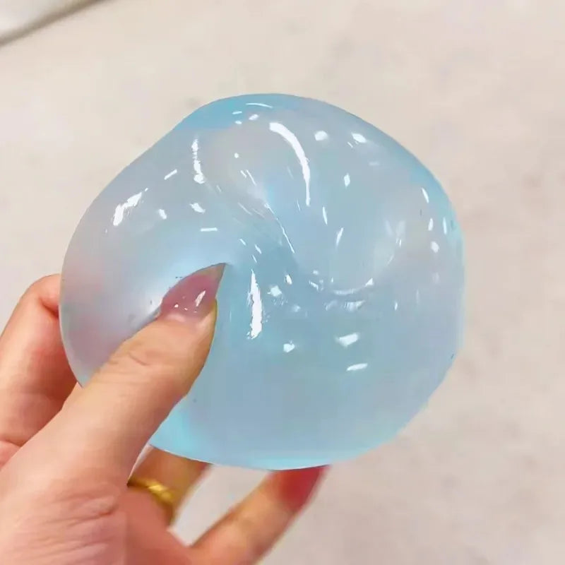 Blue Maltose Mochi Fidget Toy Soft Transparent Ball