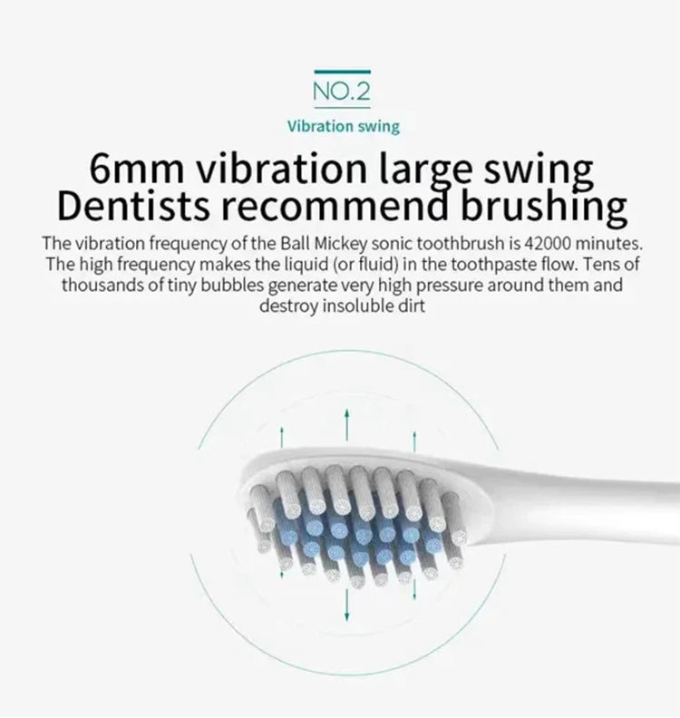 Electric Ultrasonic Toothbrush USB Charging Waterproof Adult