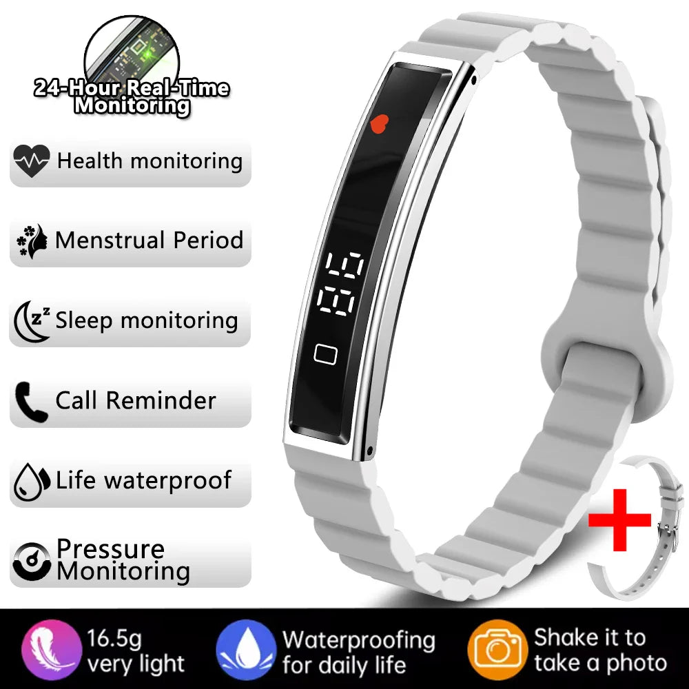Smart Fitness Sports Band with Steel Strap and Heart Rate Monitor