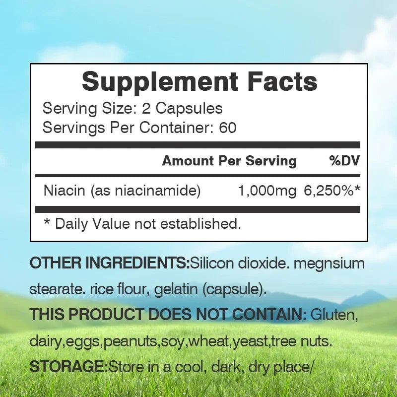 Niacinamide Vitamin B3 Capsules for Skin Health