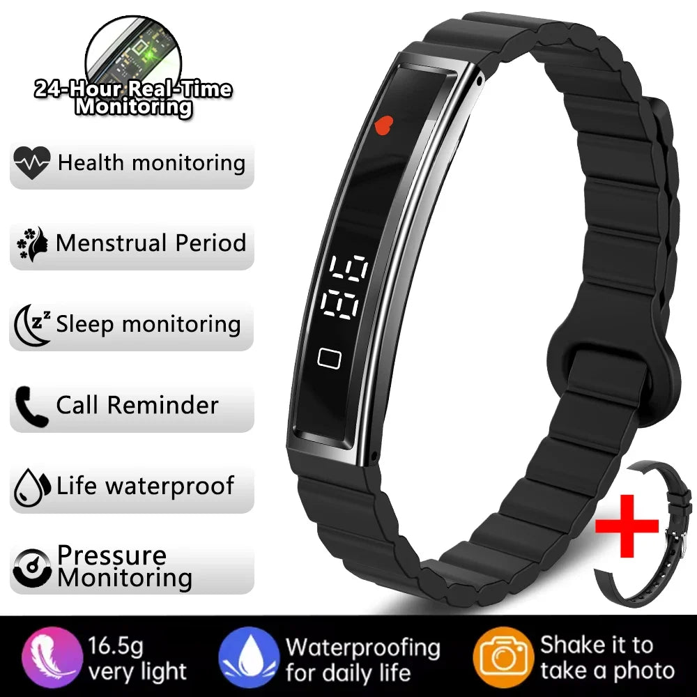 Women Smart Bracelet Fitness Tracker - Fine Steel Band