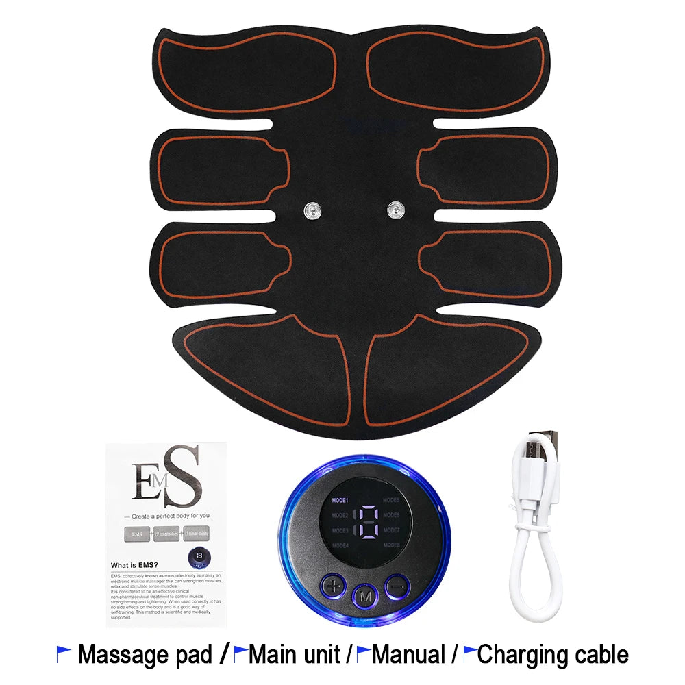 EMS Abdominal Muscle Stimulator USB Rechargeable Toning Trainer