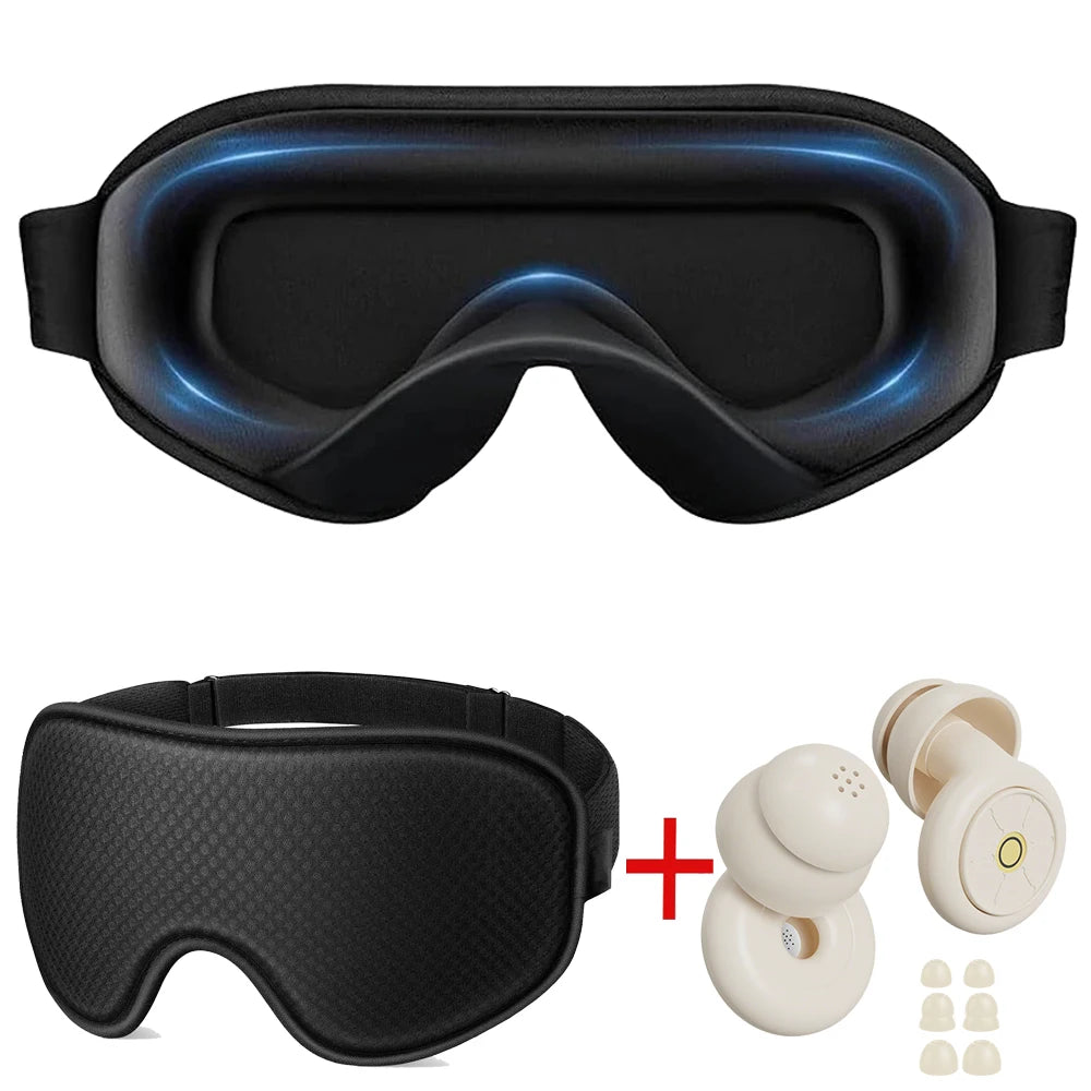 3D Blackout Sleep Mask with Noise-Cancelling Earplugs