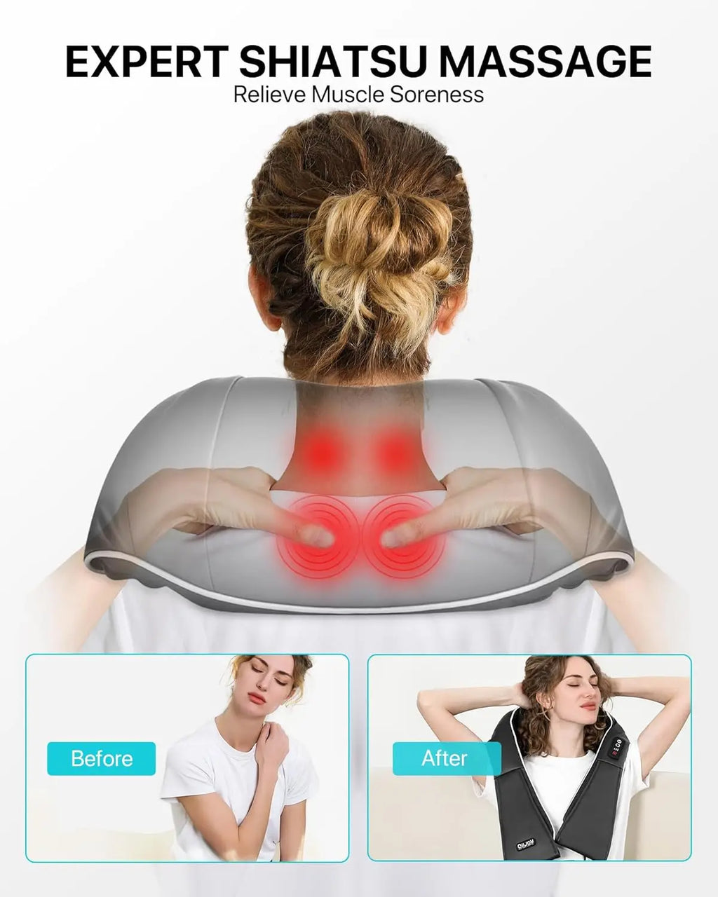 Shiatsu Neck and Shoulder Massager with Heat and Kneading