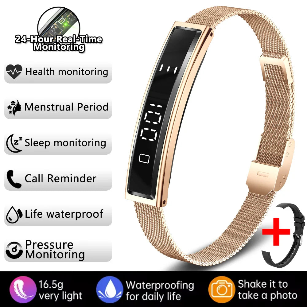 Smart Fitness Sports Band with Steel Strap and Heart Rate Monitor