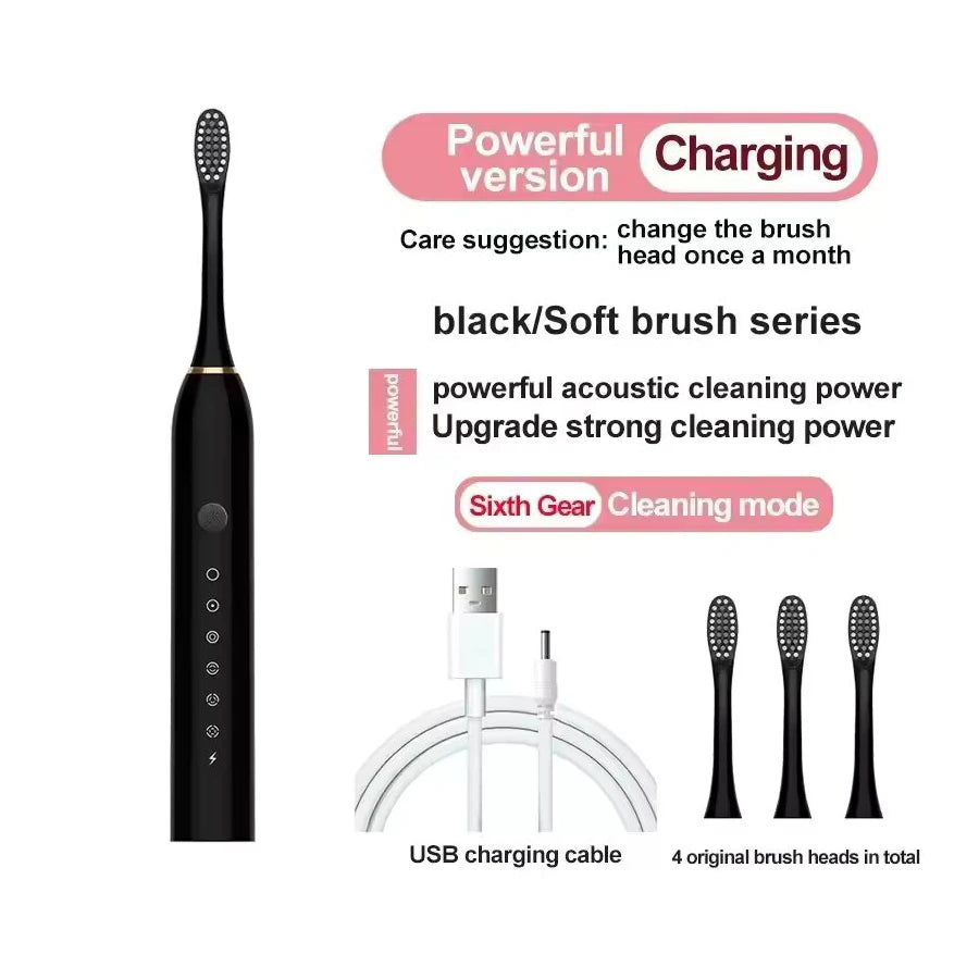 Electric Ultrasonic Toothbrush USB Charging Waterproof Adult
