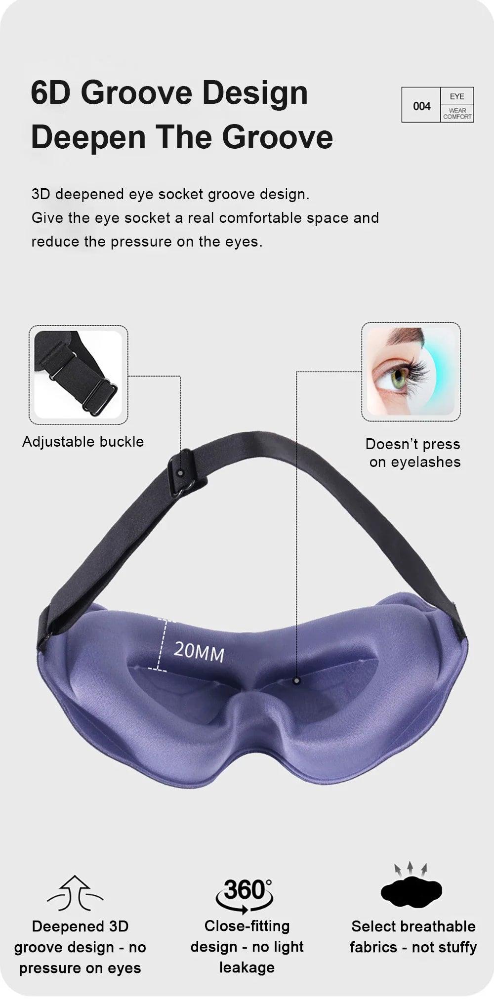 3D Soft Padded Eye Mask for Light Blocking Sleep Aid